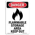 Signmission Safety Sign, OSHA Danger, 5" Height, Flammable Storage Area, Portrait OS-DS-D-35-V-1256